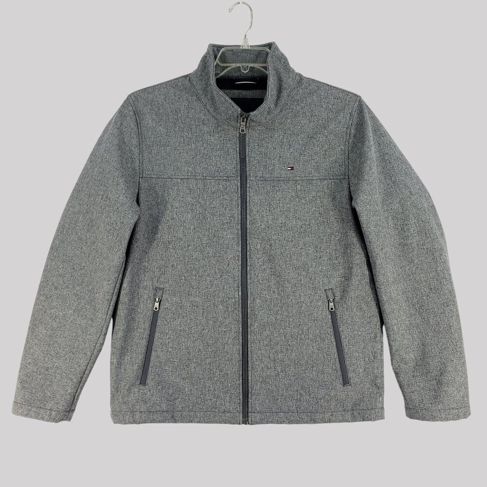 Tommy Hilfiger Mens Gray Full-Zip Windbreaker Jacket  Zip Pockets Size M